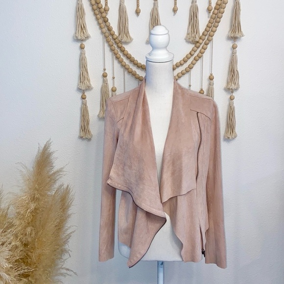 Blank NYC Jackets & Blazers - BLANK NYC micro suede moto jacket lightweight blush pink soft biker chic medium